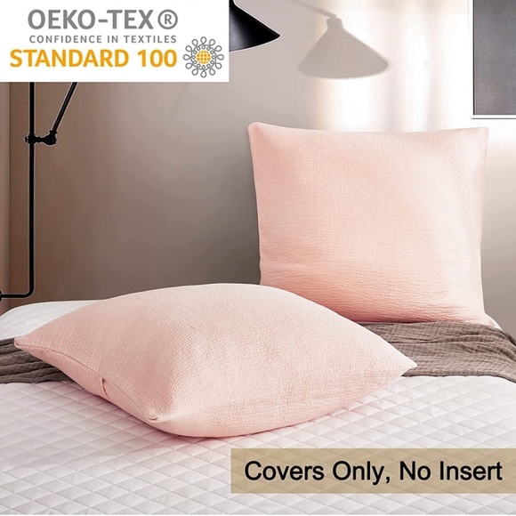 Luxury Home | Chic Peachy Blush Pink Marcielo Textured Euro Pillow Sham Covers - Picture 7 of 9